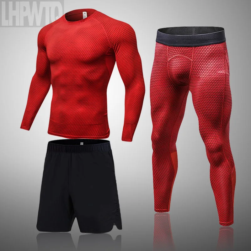

Man Summer Gyms Workout Compression Sport Suit Running Leggings Bodybuilding T-Shirt Quick dry MMA Training Clothing tracksuit