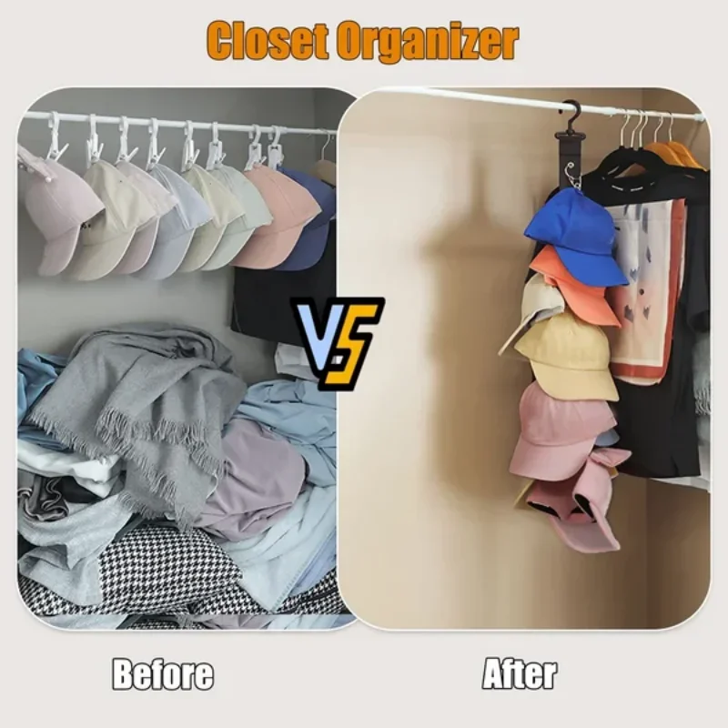 Вешалка для шляпы Черная с 8 искусственными крючками регулируемая бесшовная