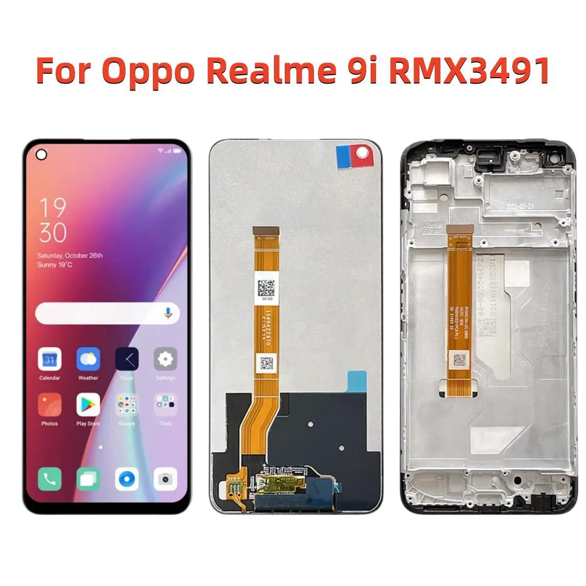 

ЖК-дисплей 6,6 дюйма для Oppo Realme 9i RMX3491, сенсорный экран, панель, дигитайзер в сборе для Realme 9i 4G, ЖК-дисплей с рамкой