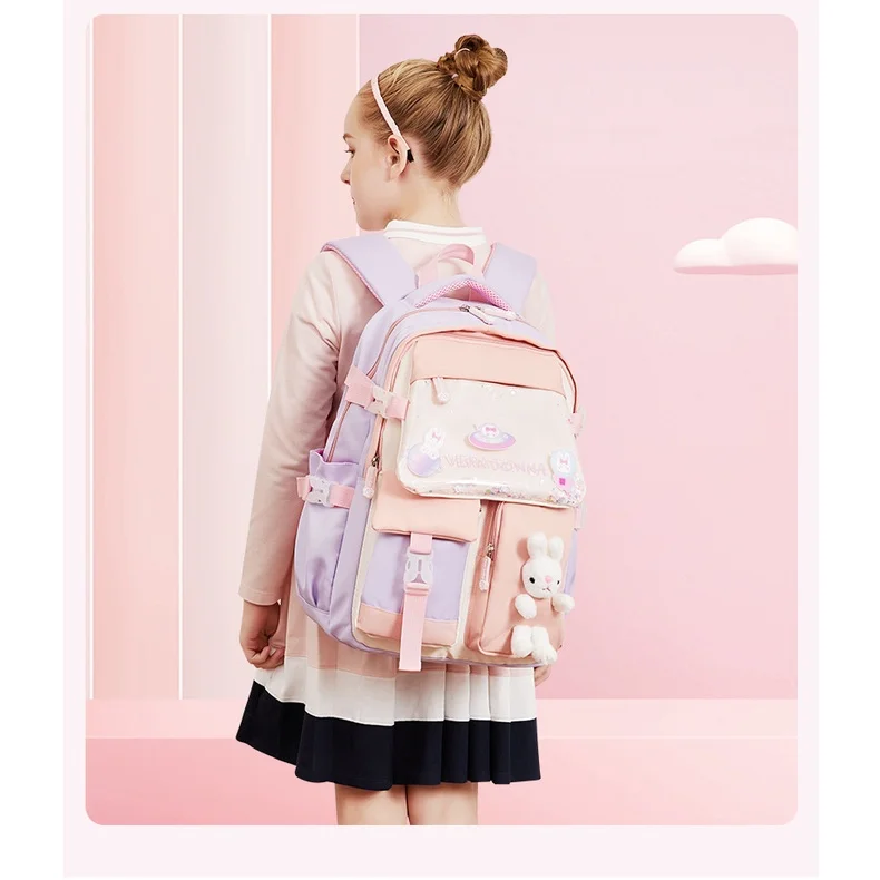Princess Girls Sweet Rabbit Sequins Fashion Leisure Backpacks New Dream Children Grade 1-6 Students Cartoon Cute Schoolbags Hot