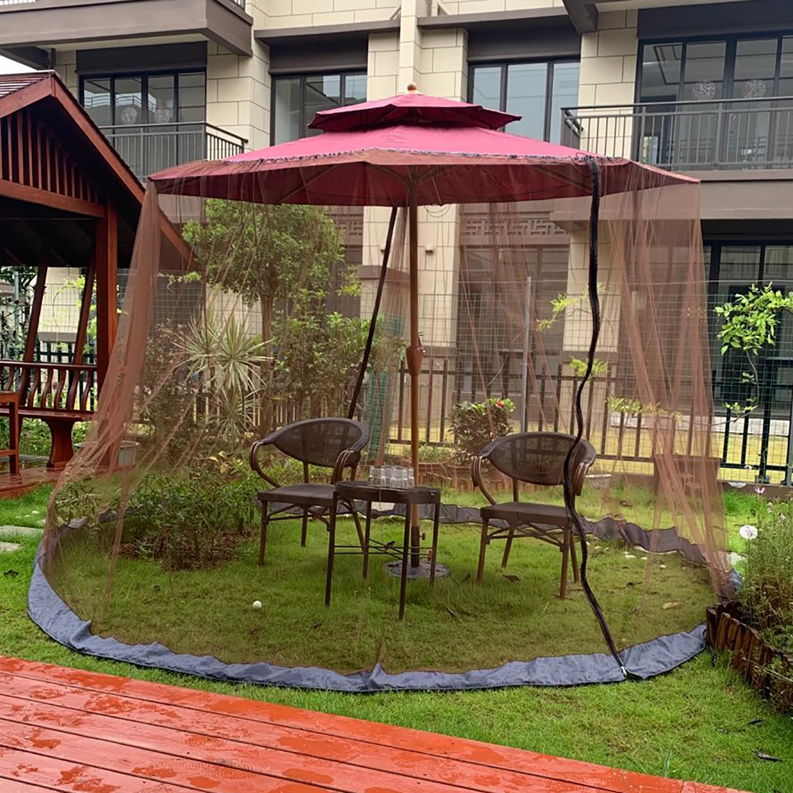 

Patio Umbrella Mosquito Net Screen Garden Canopy Deck Furniture Anti Insect Mosquito Zipper Mesh Cover Mosquito Netting Outdoor