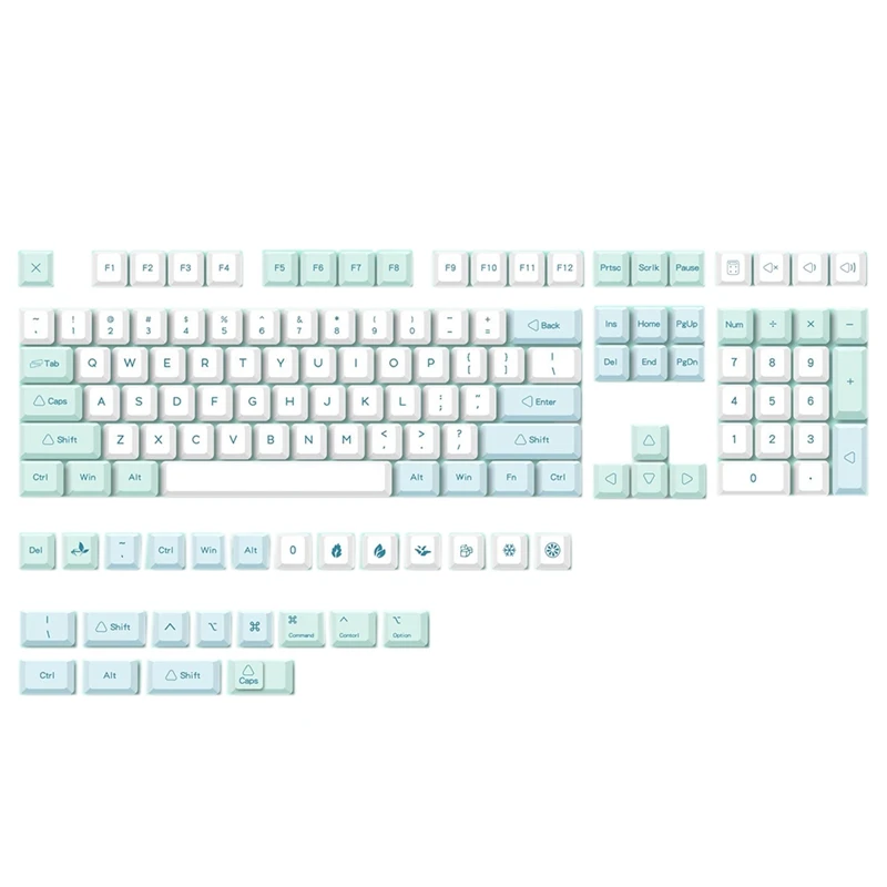 

Клавиатура Механическая с 133 клавишами PBT Dye Sub XDA, Минималистичная зеленая, ледяная, Мятная, для Mx Switch, с макет 68/87/96/104/108