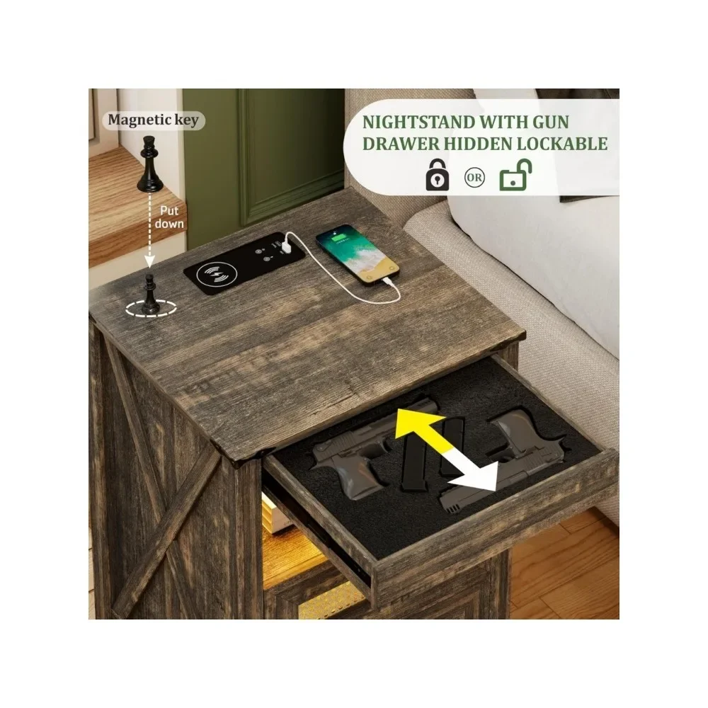 Набор прикроватных тумбочек 2 с ящиком для пистолета прикроватная тумбочка