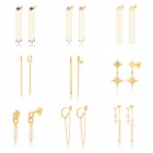 Женские серьги-гвоздики CANNER, подарочные серьги из стерлингового серебра 925 пробы с искусственной хрящевой тканью, с цепочкой