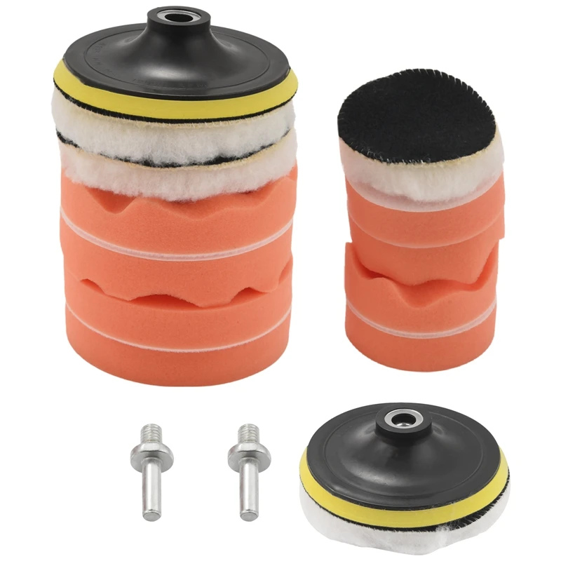 

5 Inch & 3 Inch Drill Buffing Sponge Pads Car Foam Woolen Polishing Pads Kit For Car Buffer Polisher Sanding Waxing Sealing Glaz