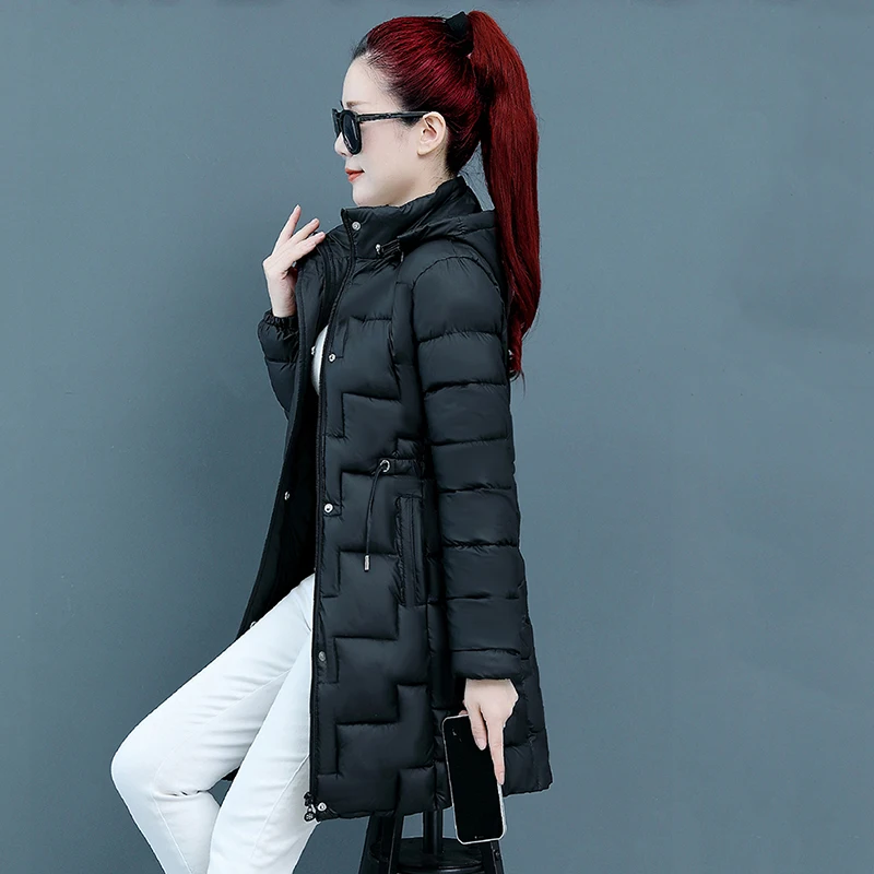 Mother's Winter Long Cashmere Warm Cotton-Padded Jacket New Middle-Aged Elderly Women's Hooded Cotton Coat