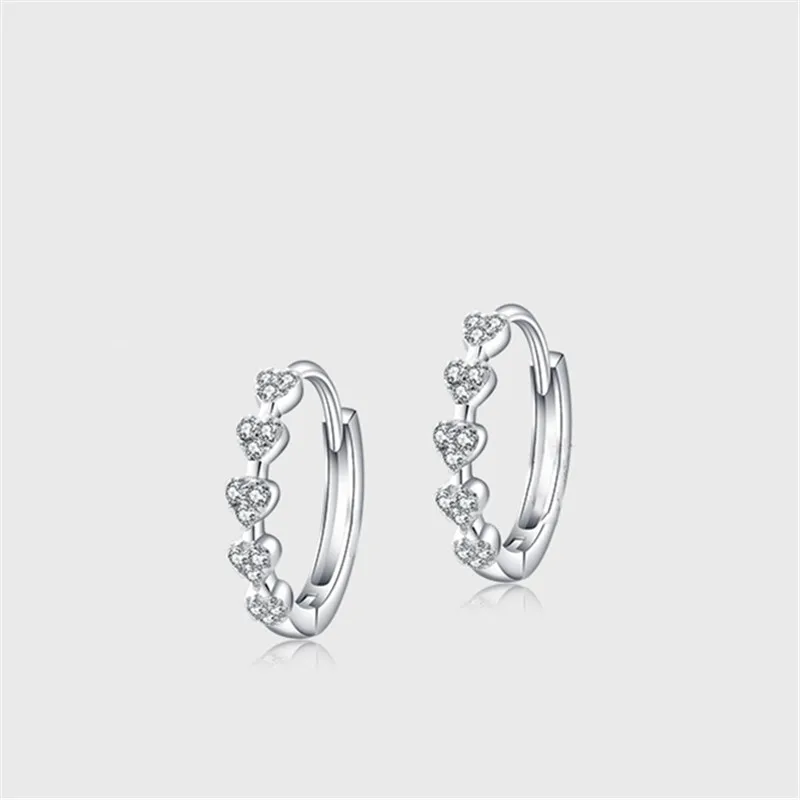

New Arrive 925 Silver Needle Crystal Love Heart Hoop Earring For Women Girls Party Wedding Jewelry eh399