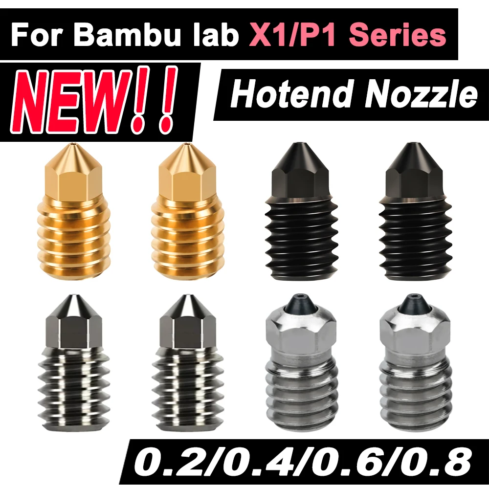 Фото Сопло для Bambu Lab X1/X1C/X1E/P1P/P1S, для Kobra S1/S1 Combo, из закаленной стали, латуни, медной пластины, 0.2/0.4/0.6/0.8 мм №1