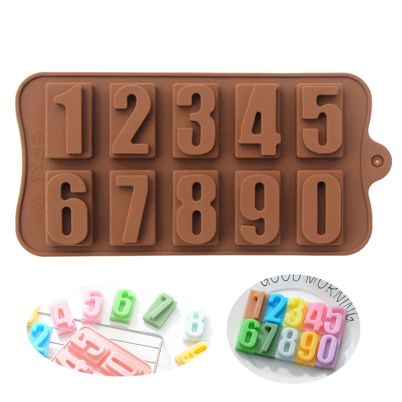 Силиконовая форма 3D с цифрами 0-9 сделай сам для шоколадных конфет полимерного