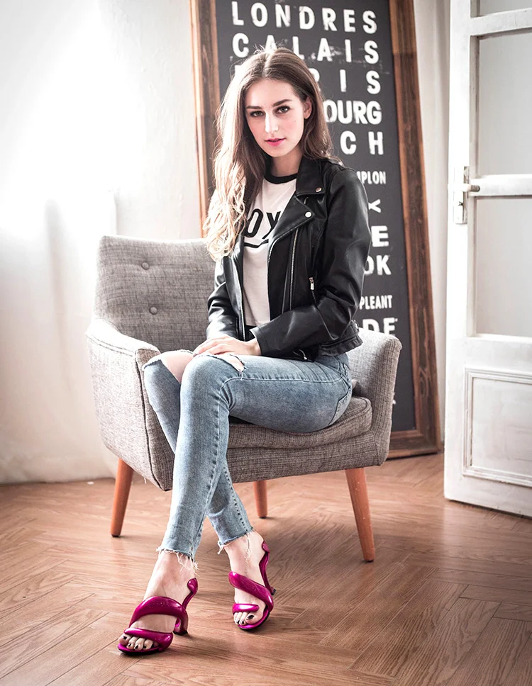 Special Designer Snake-like Shape Twining Slip-on Strange Heels Sandals Slingback Hollow Peep Toe Sexy Party 9cm Shoes Summer