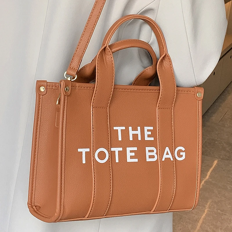 2023 Ladys The Tote Handbag Women's Letter Print Medium Commuter Briefcase Shoulder Bags Quality Pu Leather Female Crossbody Bag