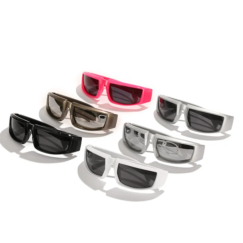 Retro Y2K Sunglasses Vintage Women Fashion Trend Futuristic Sun Glasses Men Luxury Brand Silver Lens Eyewear Punk Shield Shades images - 6