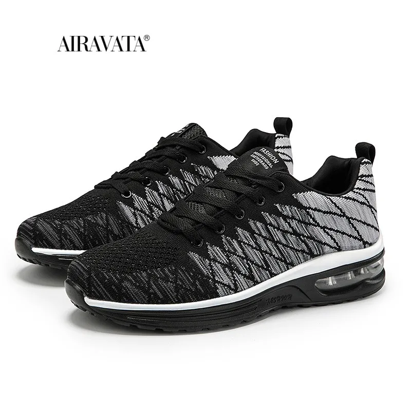 Casual Men Running Shoes Air Cushion Breathable Male Mesh Sports Shoes Comfortable Athletic Trainers Soft Non-slip Lace-Up