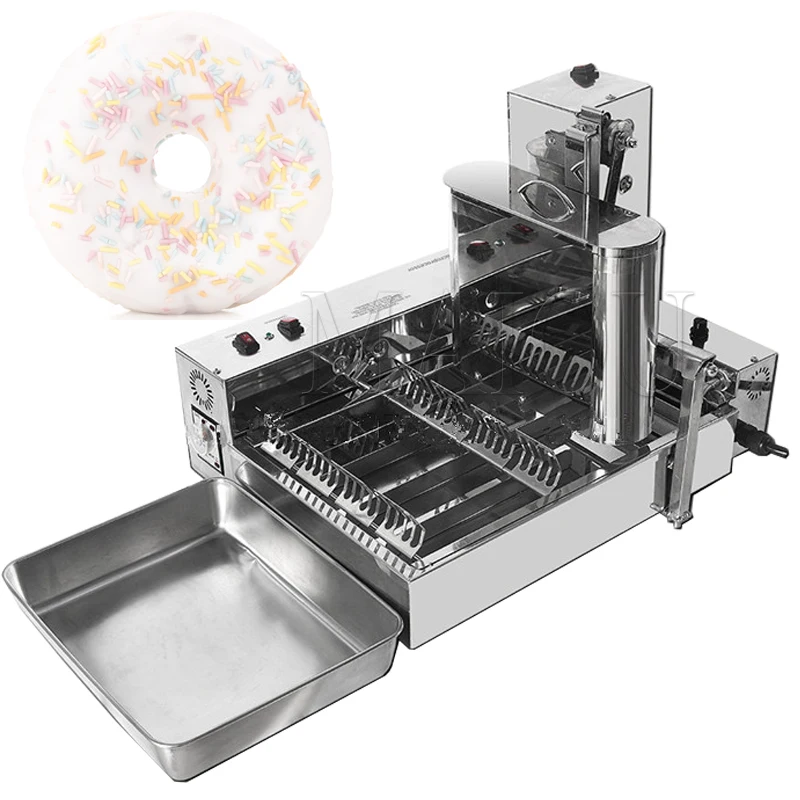 1800Pcs/H 220v 110v Automatic Donut Maker Donut Fryer 4 Rows Of Mini Doughnuts Molding Frying Machine