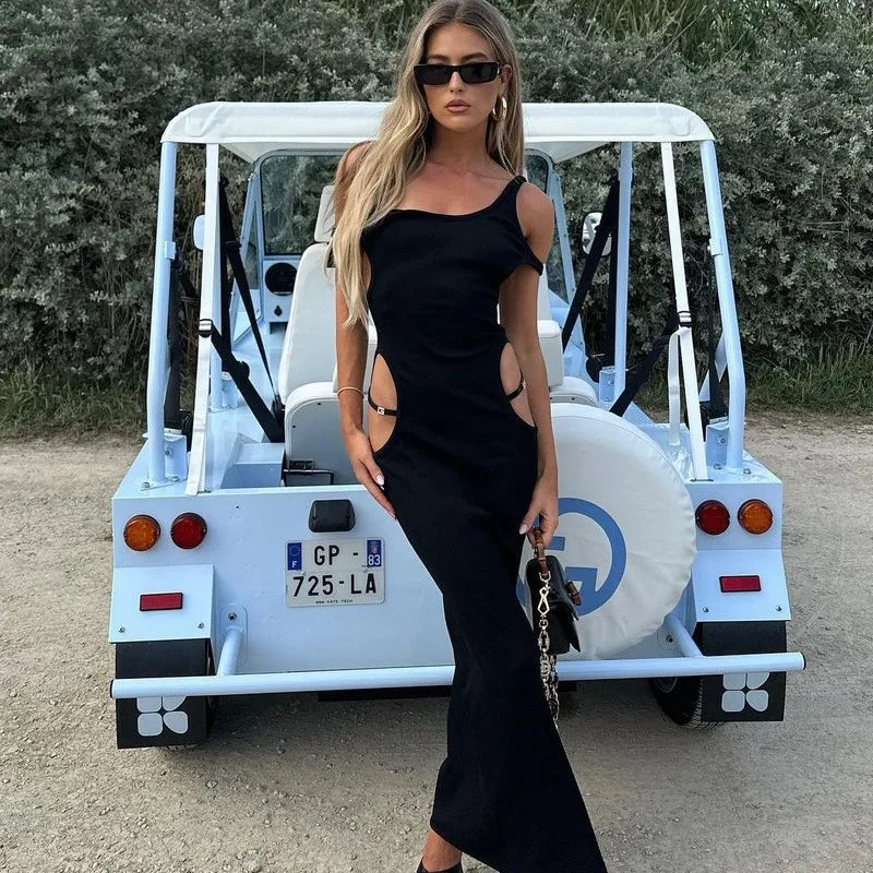 

Cover Up Beach Women Bikini Sets Summer Dress 2023 New Sexy Backless Tide Female Hollow Out Slim One Solid Spandex Pareo