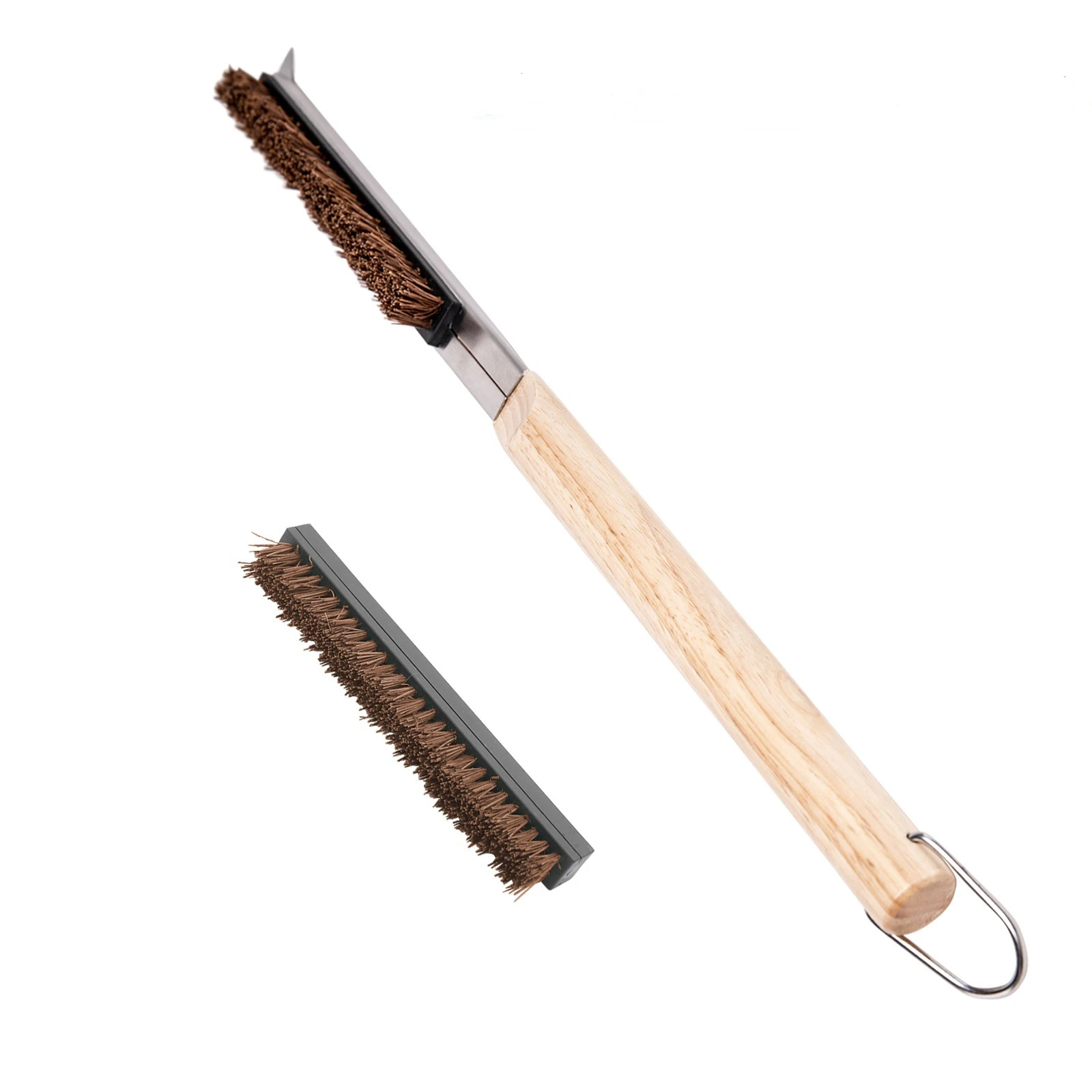 Pizza Stone Cleaning Brush Stalk Fiber Coconut Palm Shell Rubber Wood Removable Long Handle Pizza Tool