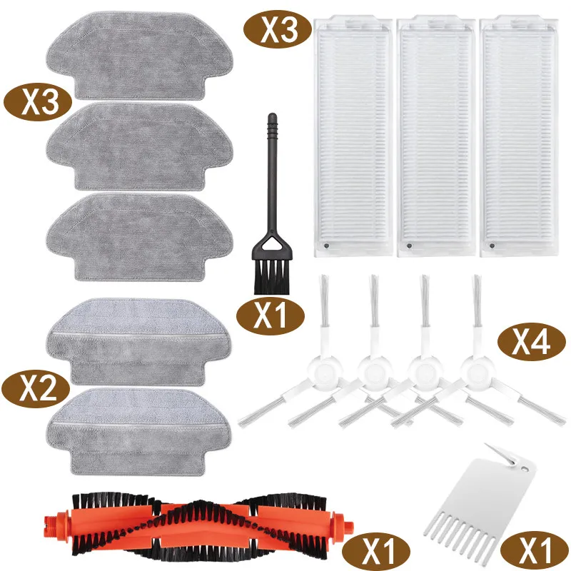 Robot Parts for Xiaomi Mi Robot Vacuum Mop P Cleaning Robot, Main Roll + Side Bruh + Air Filter + Mop Cloth for Mop-P STYTJ02YM