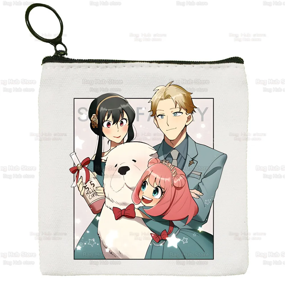 Spy X Family Cute Mini Coin Purse Canvas Anime Kawaii Anya Forger Student Wallet Coin Case SPYFAMILY Zipper Hand Female Key Case