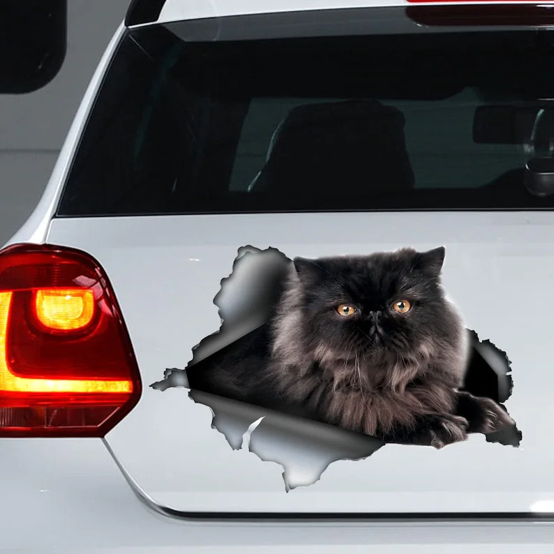 

Black Persian cat car decal , cat magnet, black Persian cat sticker