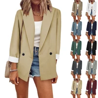 2022 fashion autumn and winter new solid color small suit one piece long sleeved spring and autumn suit jacket