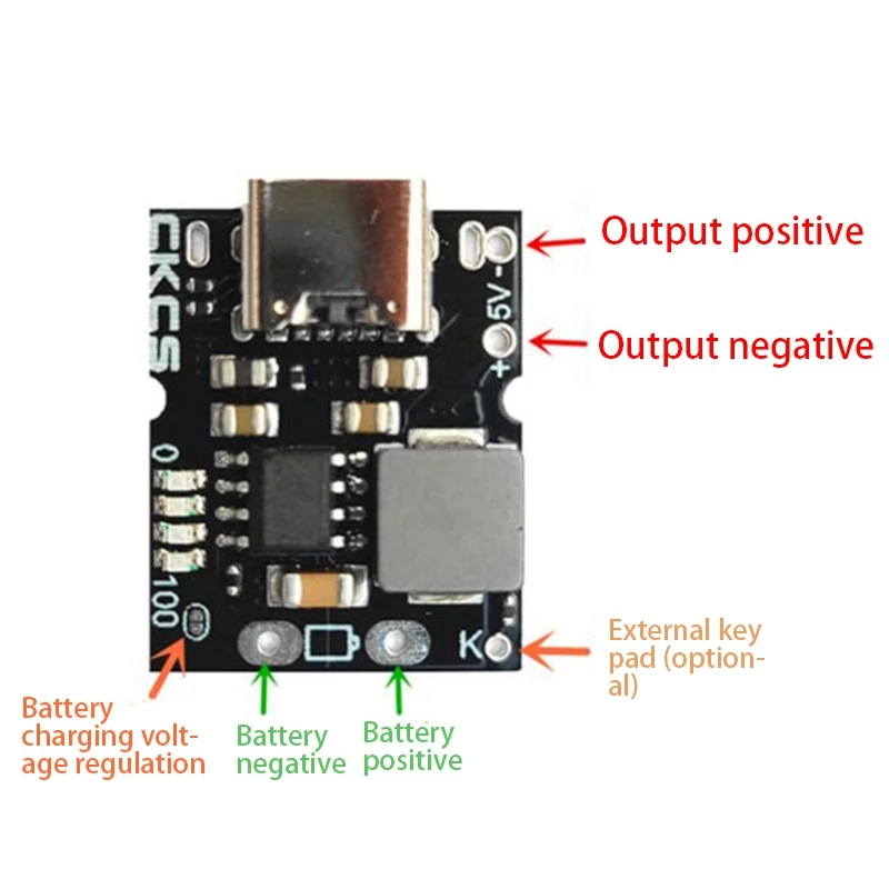 Модуль зарядки и разрядки одиночной литиевой батареи CKCS Type-C USB 5V 2A 1S с защитой зарядки.
