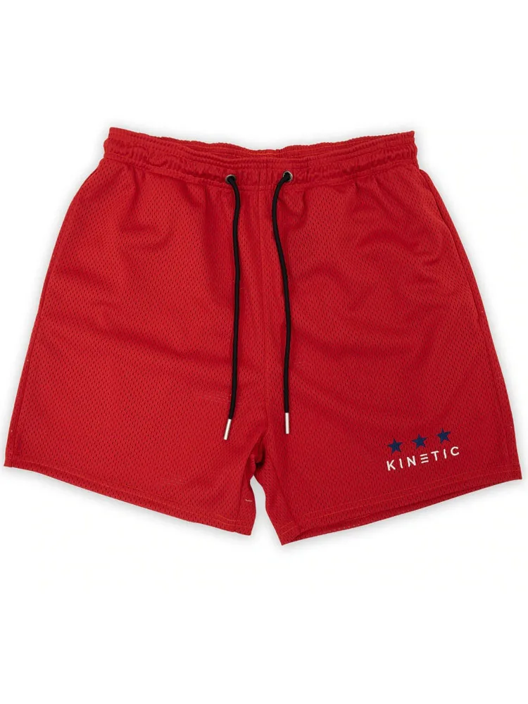 

New Casual Loose Breathable Mesh Shorts Sportpants Summer Men Printed Trousers Clothing Casual Mid Waist Drawstring Short Pants