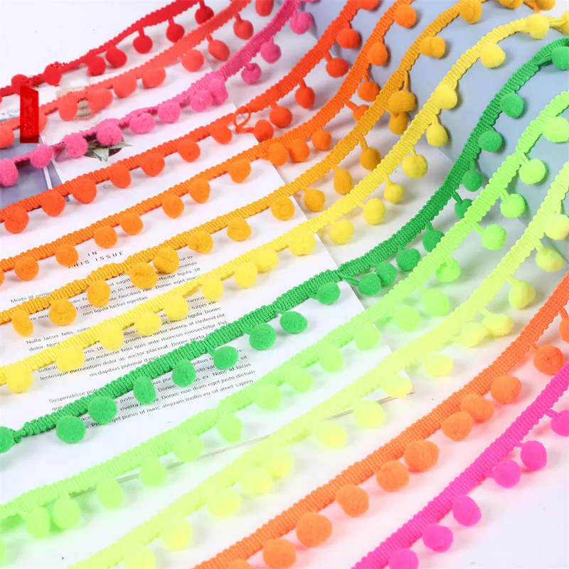 

5 Yards Lace Fabric Sewing Accessories Pompom Decoration Pompom Tassel Ball Beaded Lace Ribbon DIY Material Craft Clothing