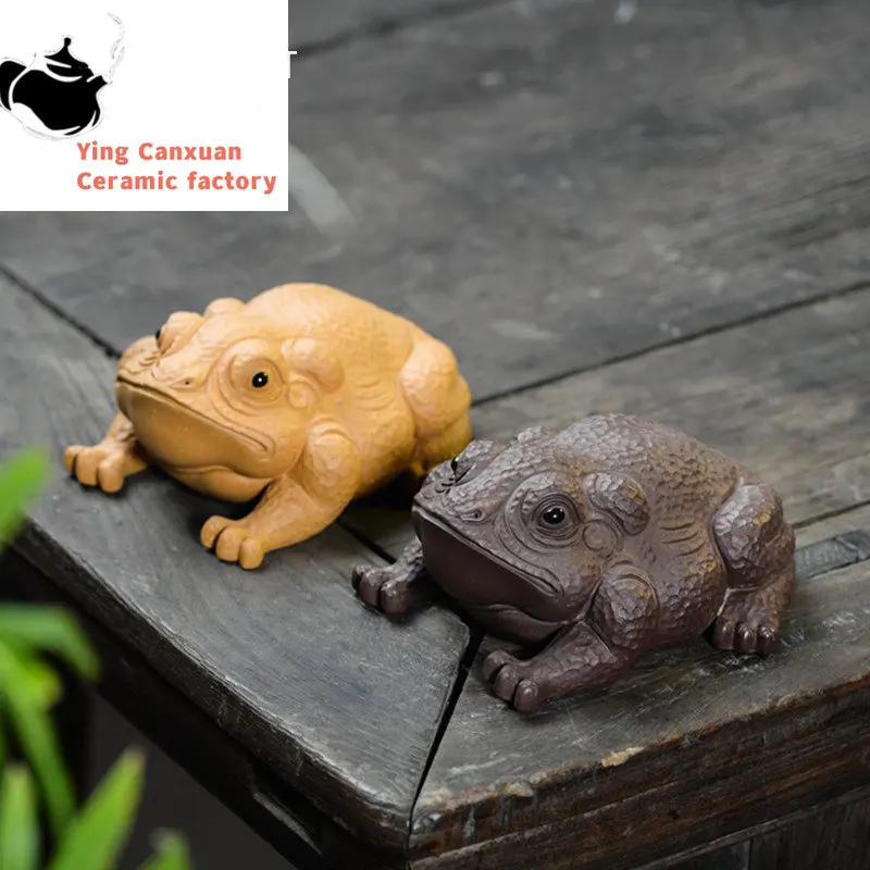 

Yixing фиолетовая глина чай домашний питомец ручная работа лягушка животные статуя украшения Китайская Скульптура чайная Статуэтка ремесла домашний чайный набор украшение