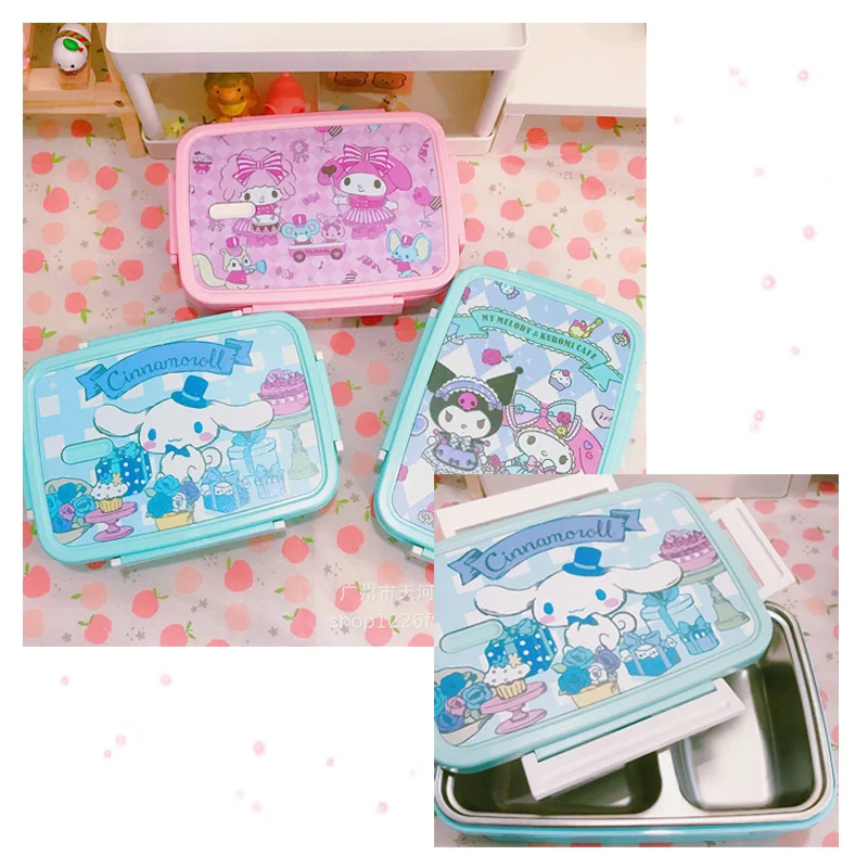 

Мультяшный аниме My Melody Kuromi KT Cat Kawaii детский Ланч-бокс из нержавеющей стали милый творческий студенческий Портативный Теплый Ланч-бокс