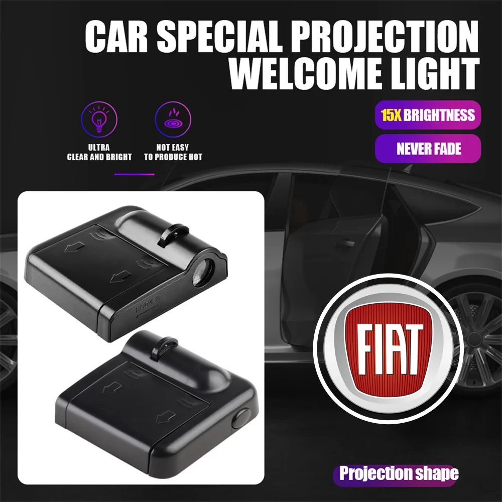 

Car Wireless Door Lights Shadow LED Welcome Lamps Laser Decor Projector For Fiat Abarth 500 Punto Ducato Grande Panda Bravo 2