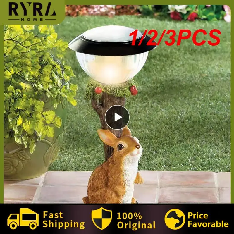 

1/2/3PCS Funny Resin Little Animal Dog Cat Rabbit Figurines LED Solar Light Craft Statue IP65 Waterproof Garden Home Figurines