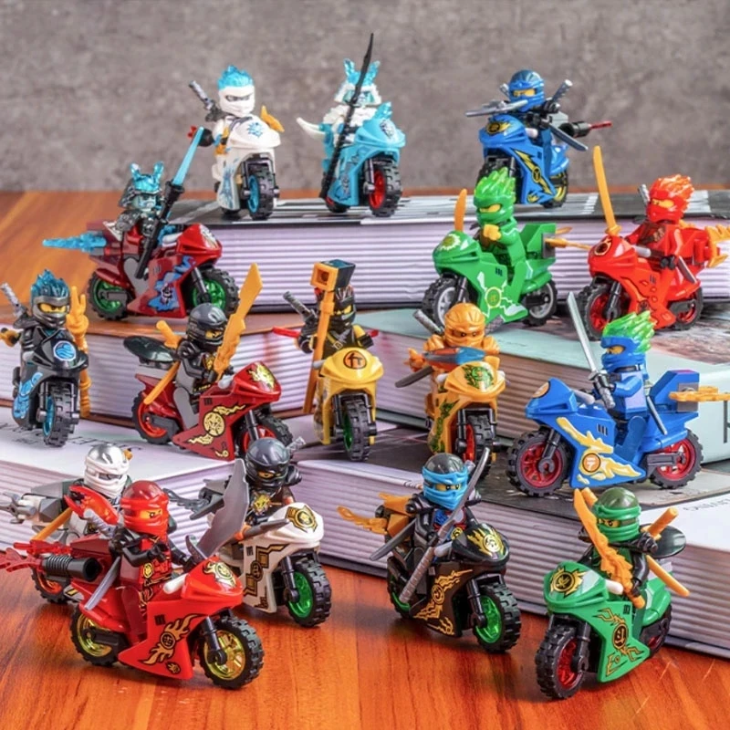 

Ninja Motorcycles Model Building Blocks Bricks With Figures Kids Toys for Children Ninjagoes Christmas Birthday Gifts 8pcs/lot