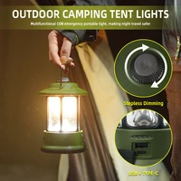 multifunct retro lantern searchlight usb rechargeable hanging lantern outdoor led portable tent light camping light