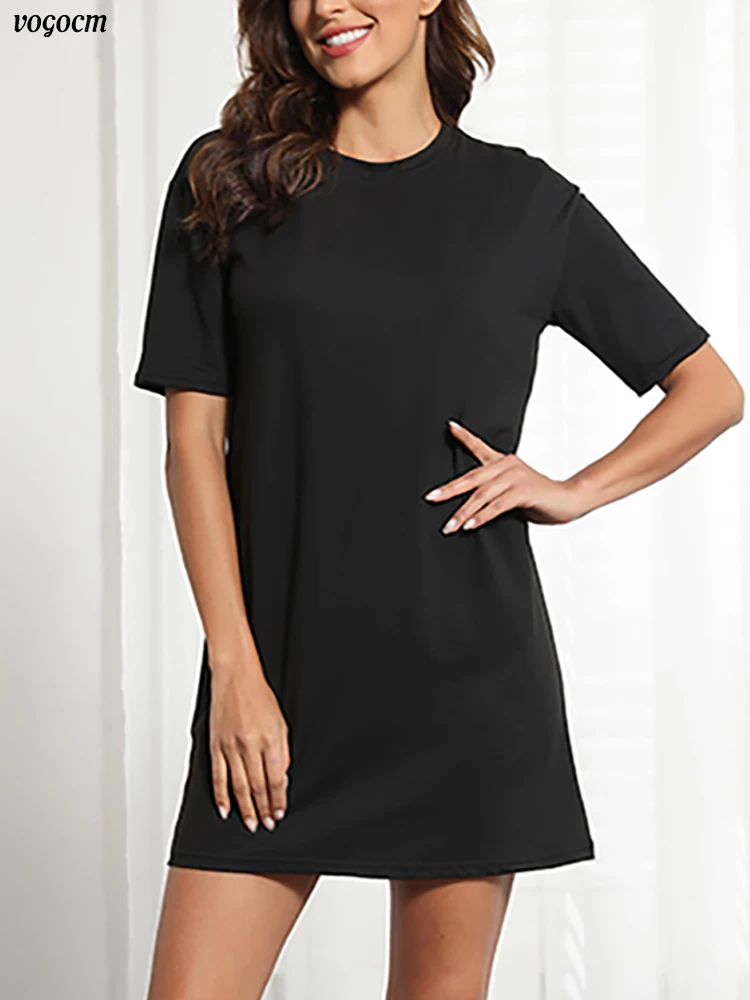

Black Mini Dress Fashion Women's T-Shirt Dresses O Neck Loose Summer Short Sleeve O Neck White Sundresses Robes Femme Streetwear