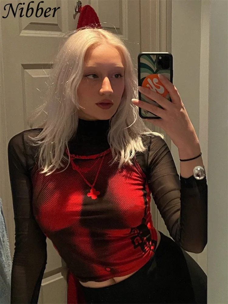 Nibber Y2K модный ретро 3D пиксель боди-арт печатная майка с круглым вырезом для улицы