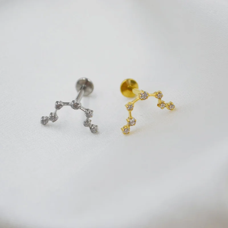 Фото LOT10pcs украшения для тела G23 Титан Astm F136 CZ губная губа кольцо пирсинг губ уха спираль бар ювелирные изделия для пирсинга №5
