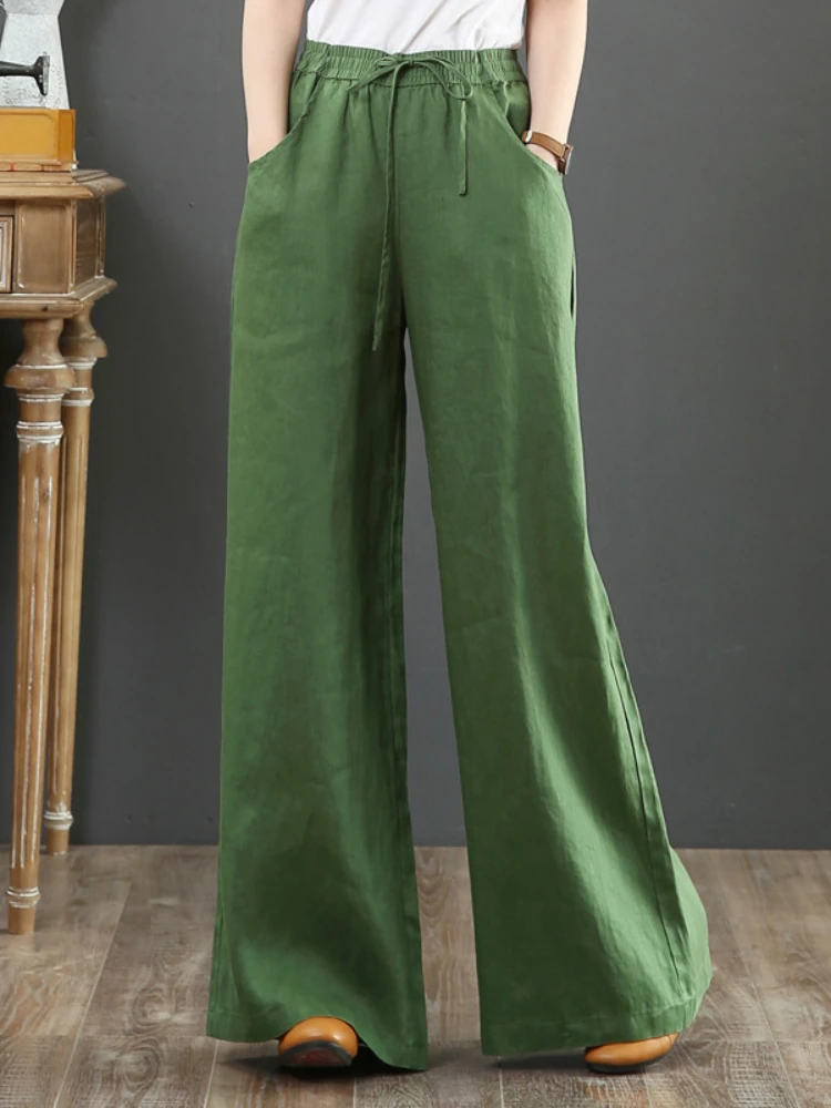 

New Spring and Summer Cotton and Linen Women's Pants Loose Wide Leg Pants High Waist Mopping Pants Straight Pants Woman Pants
