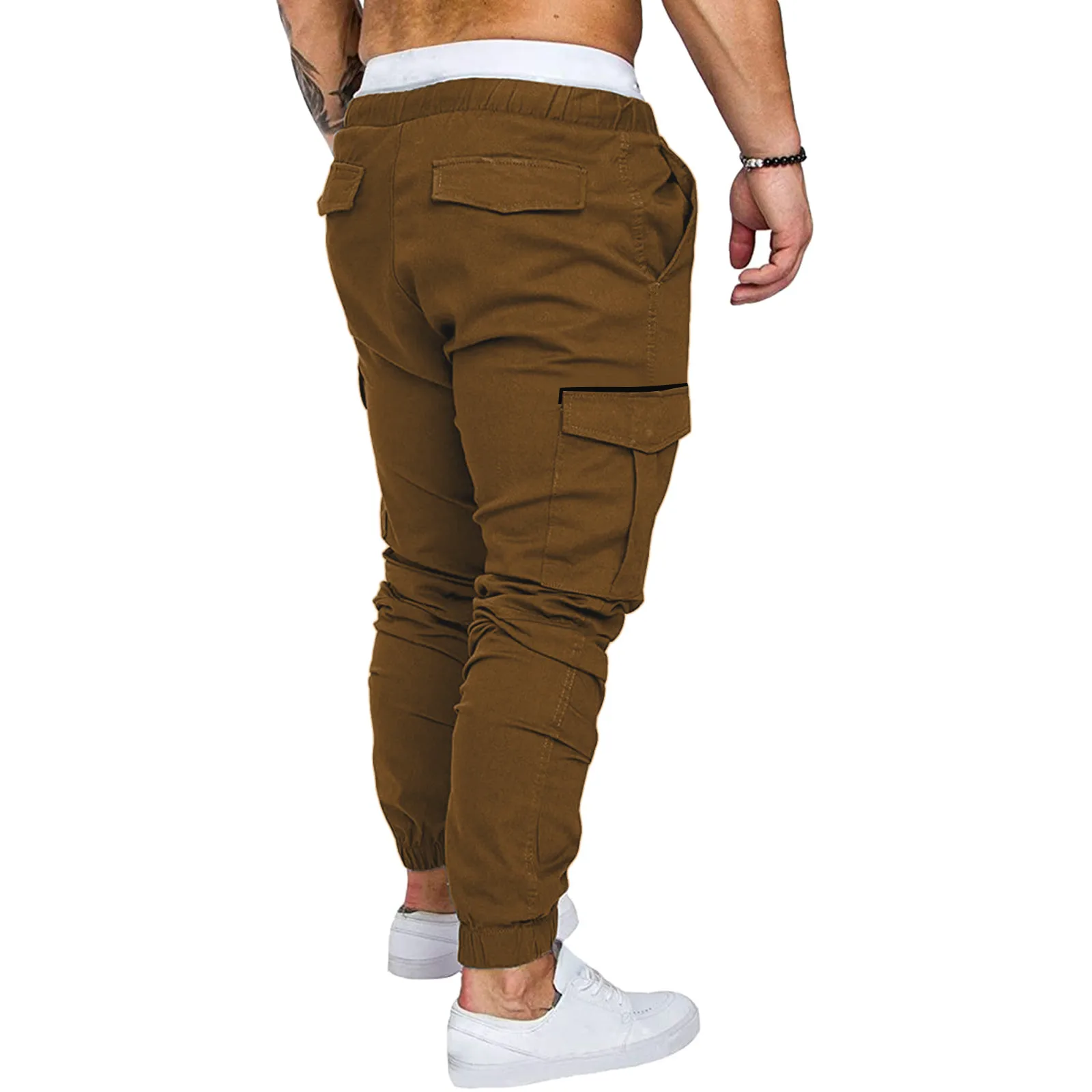 

New Men Fashion Trouser Casual Pure Colour Jean With Overalls Sport Pant Trouser Solid Low Rise Harlan Pocket Pencil Pants