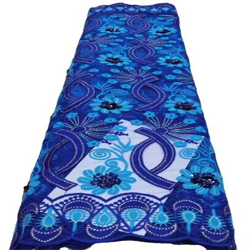 

2023 Королевский синий Африканский блестки кружевная ткань высокого качества для свадьбы нигерийская случайная швейная одежда для оптовой и розничной продажи