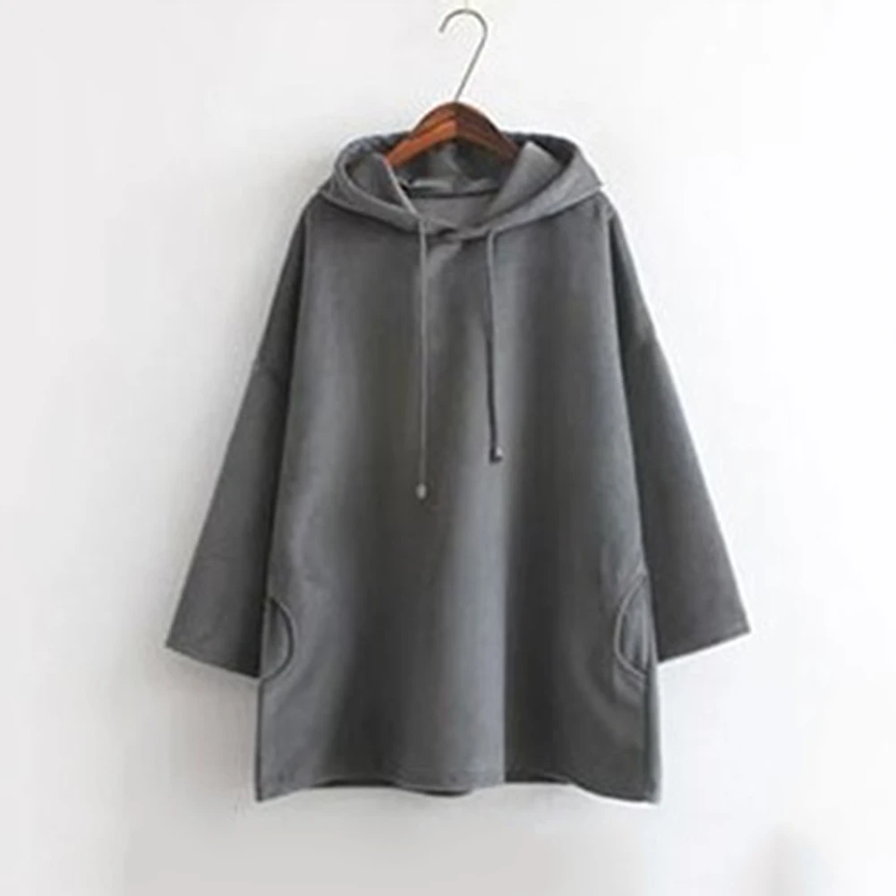 

Fashion Leisure Women Pullovers Loose Casual Long Sleeves Med-Long Section Hoodies Vintage Loose Girs Ladies Clothing