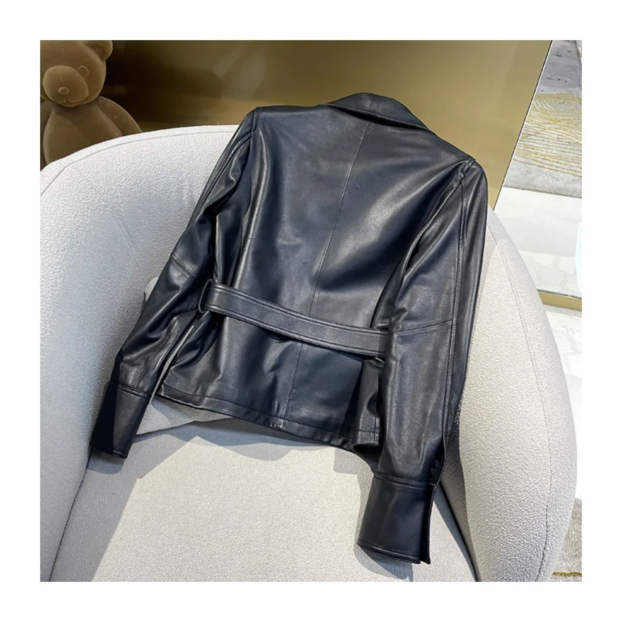 2023 Spring Autumn Brand New Designer Women's High Quality Sheepskin Genuine-Leather Jackets Hot Chic Leather Coat C551