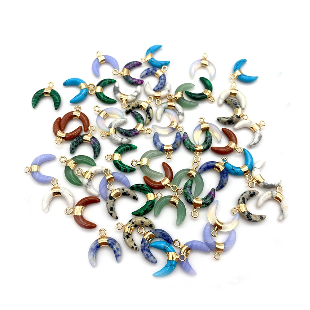 

Подвески из натурального камня, лазурит, бирюза, луна, бык, рог, подвески для ювелирных изделий «сделай сам», ожерелье, браслет, серьги, аксес...