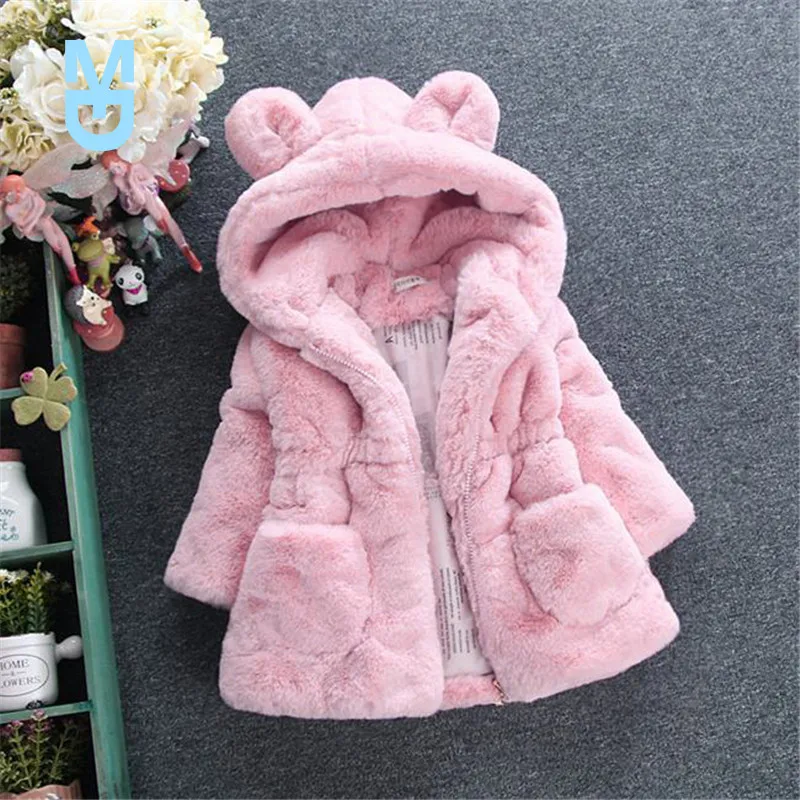 

New Girls Winter Coats Faux Fur Coat for Girls Children's Clothes Baby Girls Fur Padded Jacket Children Thickened Jacket Coat