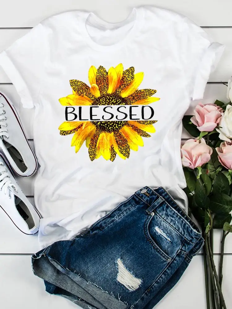 

Clothes Leopard Flower Trend 90s Style Short Sleeve T Print Fashion Women Graphic Tee Summer Clothing Female Casual T-shirts