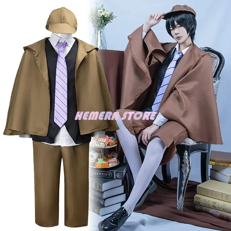 

2023 Anime Bungo Stray Dogs Detective Ranpo Edogawa Cosplay Costume Halloween Wig Unisex Detective Uniform Full Party Colthing