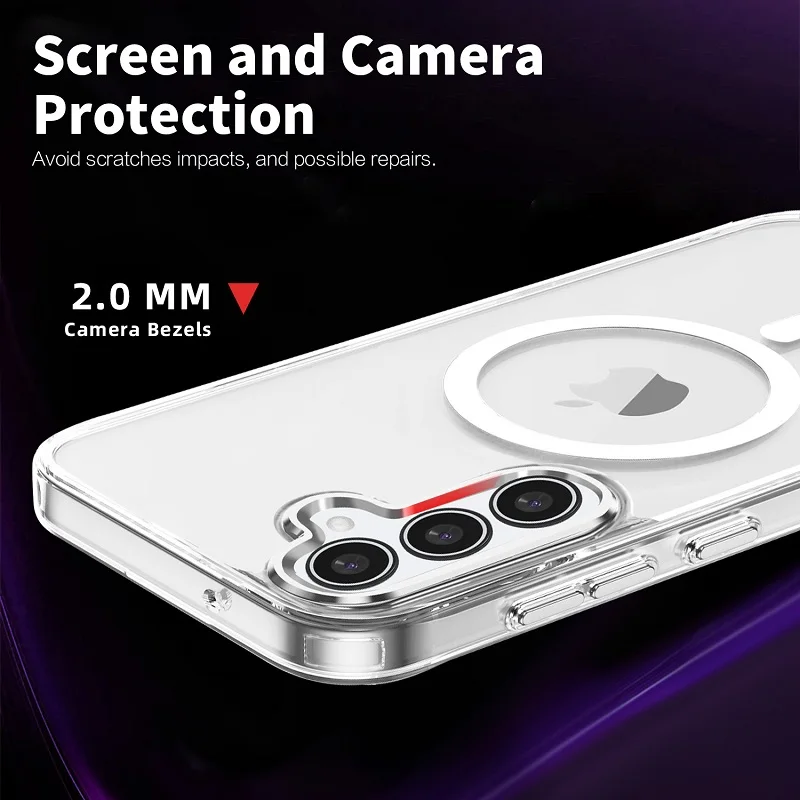 Прозрачный чехол для Samsung Galaxy S24 Fe с беспроводной зарядкой Magsafe магнитная задняя