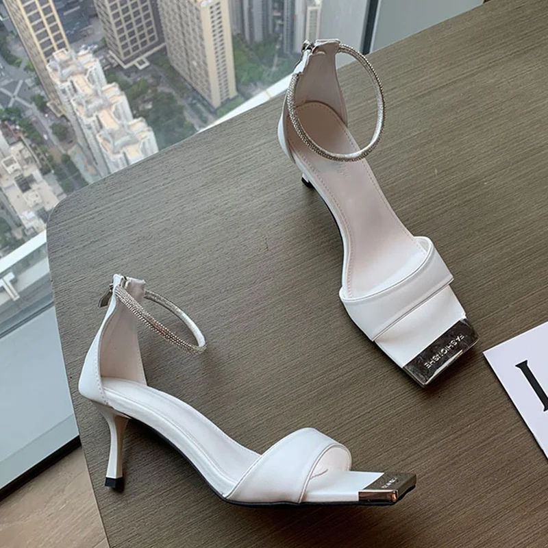 

Женские сандалии-гладиаторы на высоком каблуке, с квадратным носком и молнией