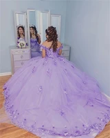 purple off the shoulder ball gown puffy sweet 16 dress beaded 3d flowers quinceanera dresses lace up back 15 year party gown