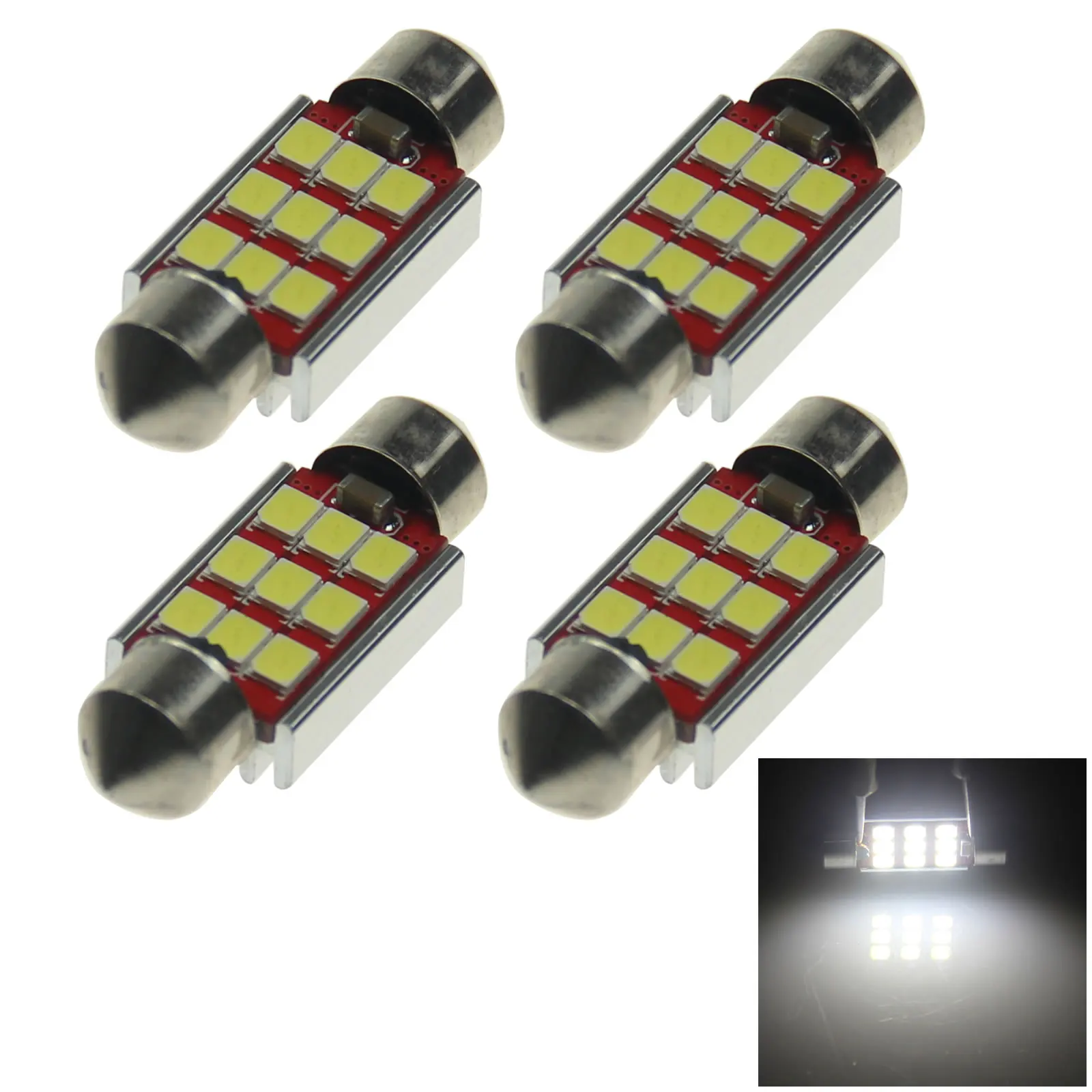 4 шт. белый RV 36 мм фестон Blub карта лампа Canbus без ошибок 9 излучателей 3528 SMD
