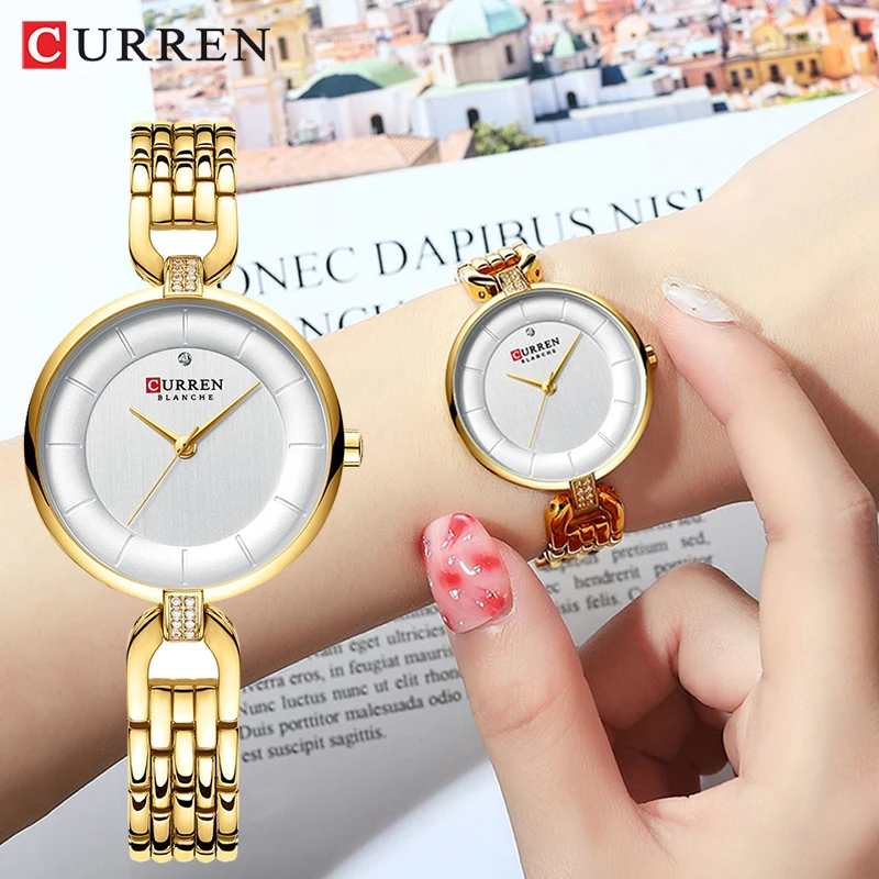 

CURREN Fashion Design Simple Quartz Women Watch Luxury Elegant Rhinestone Dial Waterproof Ladies Wristwatch Gift Clock часы